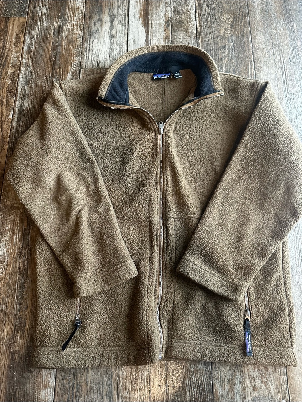Vintage 90s Patagonia Brown Fleece Sherpa Full Zip Pocket Jacket Mens Size S USA